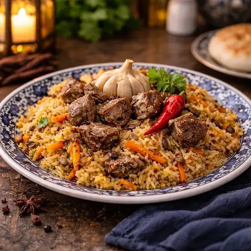 Одна порция на 3-4 человека Узгенского плова